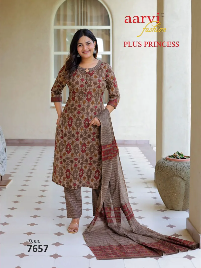 Plus Princess Vol 6 By Aarvi Printed Cotton Plus Size Readymade Dress 